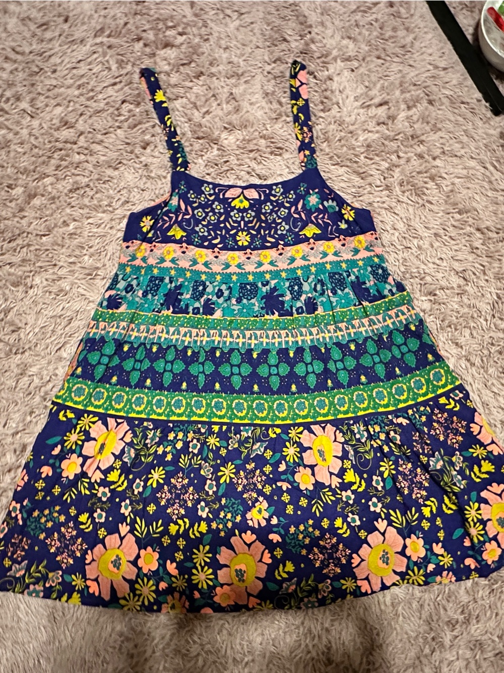 Natural Life Floral Tiered Sundress with Pink & Green Accents
